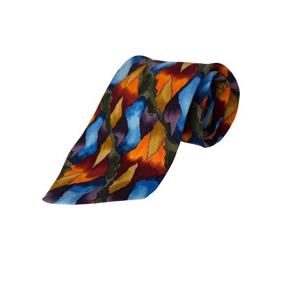 J. Garcia Other - J. Garcia Mens Silk Necktie Abstract Geometric Blue Orange Purple Art Tie USA